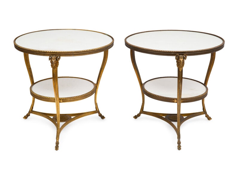A Pair of French Gilt Bronze and Marble Guéridons  (1 of 3)