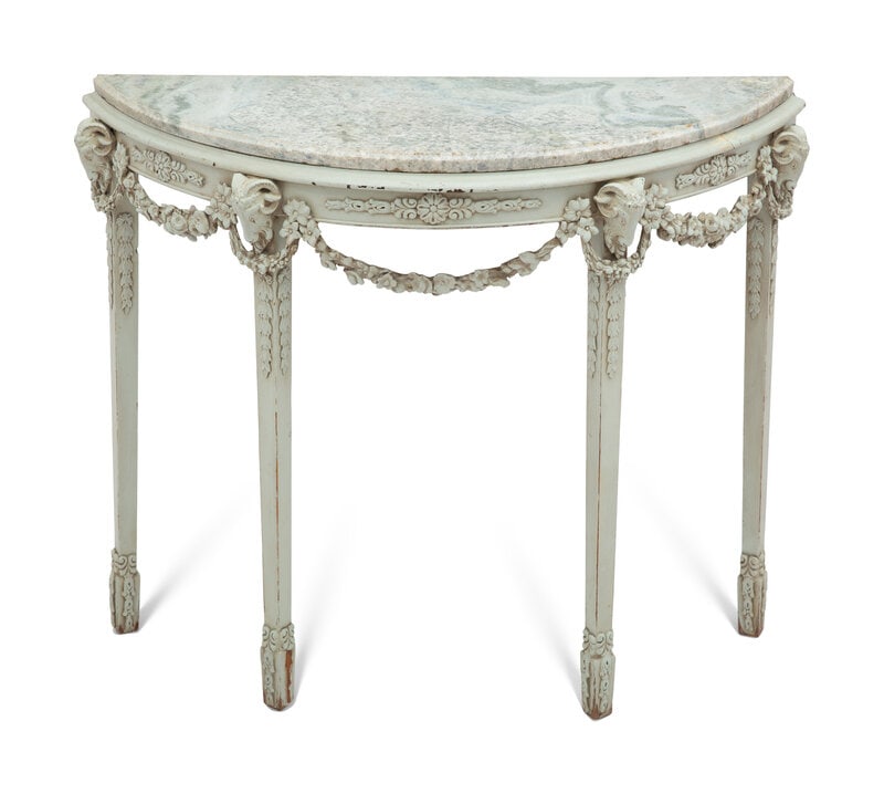A Louis XVI Style Grey-Painted Marble-Top Console Table (1 of 3)