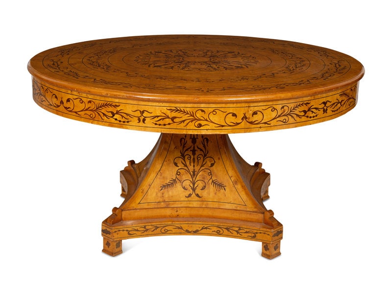 A Charles X Style Marquetry Pedestal Center Table (1 of 2)