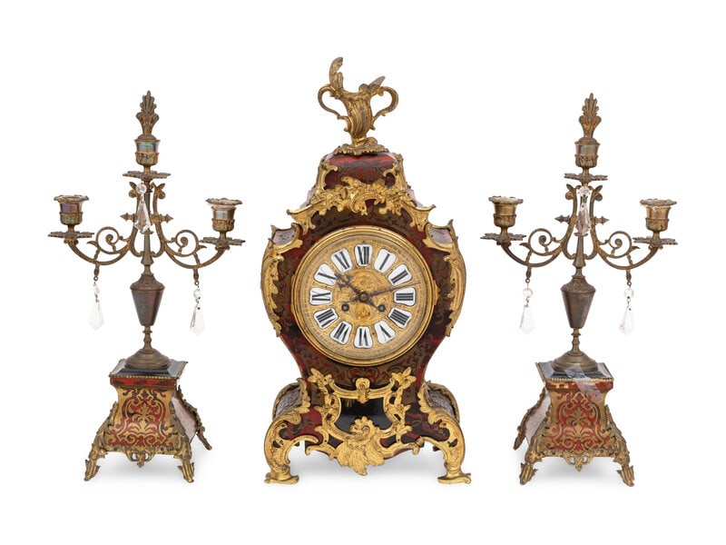 An Assembled Napoleon III Style Gilt Bronze Mounted Boulle Marquetry Clock Garniture (1 of 7)