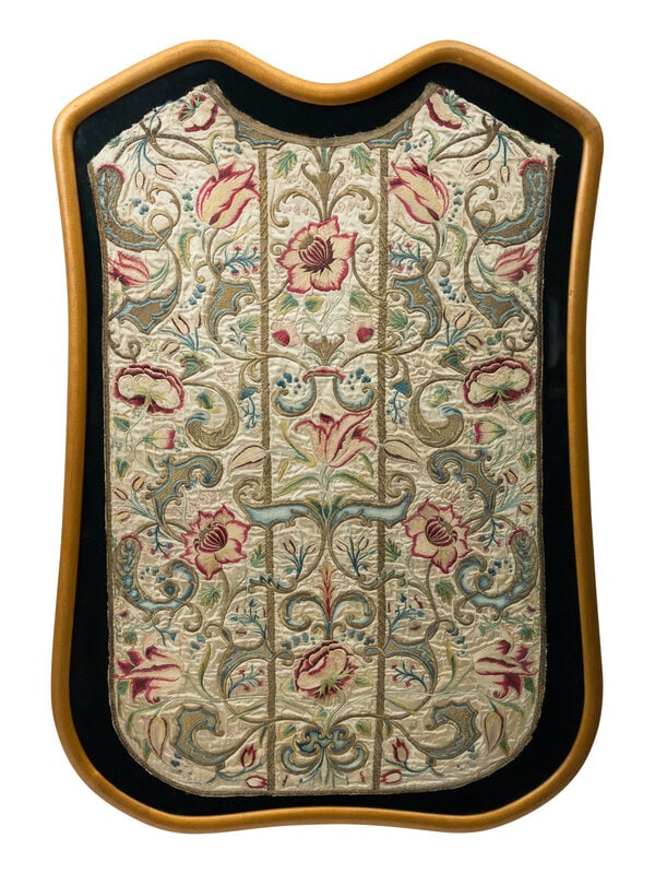 An Italian Hand Embroidered Silk Chasuble Panel (1 of 2)