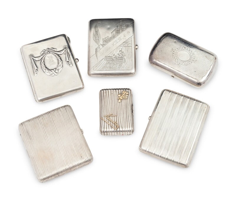A Group of Six Russian Silver Cigarette and Coin Cases (1 of 2)