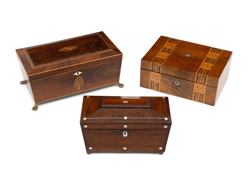 Two Regency Mahogany and Marquetry Table Caskets  (1 of 2)