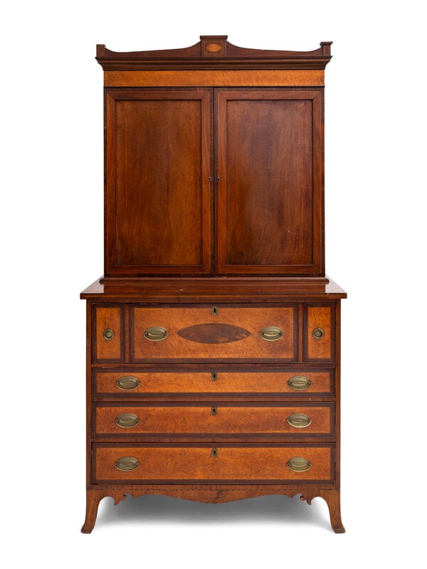 A Federal Mahogany and Birdseye Maple Bureau Cabinet (1 of 2)