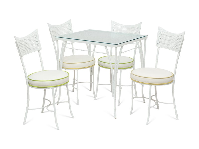 A Powder-Coated Metal Five-Piece Garden Table and Chairs (1 of 3)