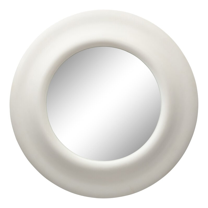 A Matte White Round Mirror  (1 of 2)