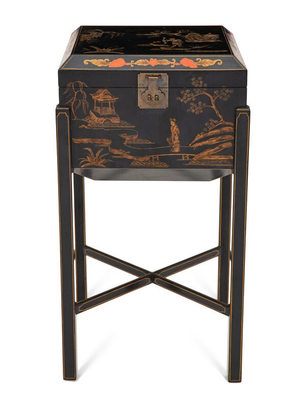 A Chinoiserie Decorated Casket on Stand  (1 of 3)
