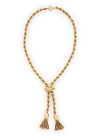 HAMMERMAN BROTHERS, YELLOW GOLD LARIAT WITH TASSLES