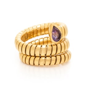 BULGARI, YELLOW GOLD AND AMETHYST 'SERPENTI TUBOGAS' RING