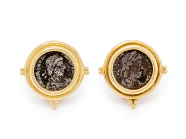 YELLOW GOLD AND ANCIENT COIN EARRINGS