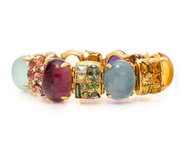 YELLOW GOLD AND MULTIGEM BRACELET