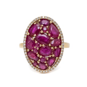 EFFY, RUBY, DIAMOND, AND YELLOW GOLD RING