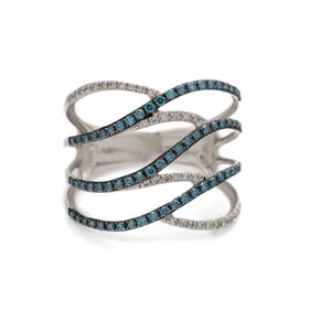EFFY, DIAMOND, COLORED DIAMOND, AND WHITE GOLD 'BELLA BLEU' RING