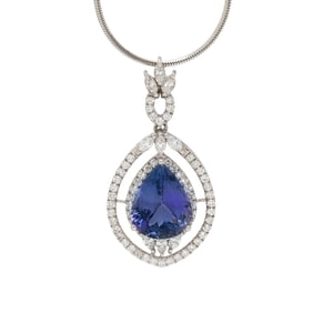 TANZANITE AND DIAMOND PENDANT NECKLACE
