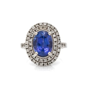 WHITE GOLD, TANZANITE, AND DIAMOND RING