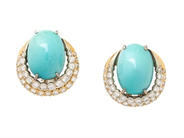 TURQUOISE AND DIAMOND EARRINGS