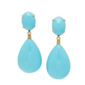 SYNTHETIC TURQUOISE, DIAMOND, AND YELLOW GOLD EARRINGS