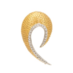 CARLO BARBERIS, YELLOW GOLD AND DIAMOND BROOCH