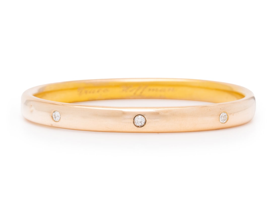BICOLOR GOLD AND DIAMOND BANGLE BRACELET (1 of 2)