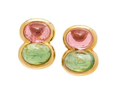 PINK AND GREEN TOURMALINE EARRINGS