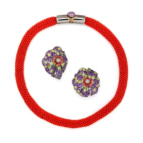 COLLECTION OF BLACKENED GOLD, COLORED DIAMOND, AND MULTIGEM JEWELRY