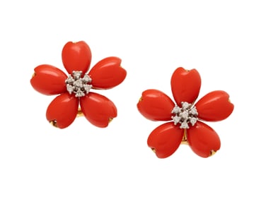 HARDSTONE, DIAMOND, AND YELLOW GOLD EARRINGS