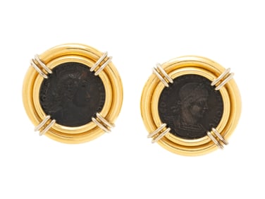 YELLOW GOLD AND COIN EARRINGS