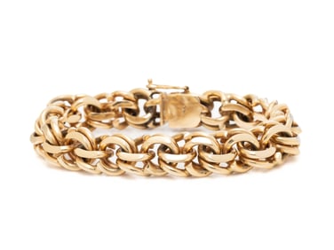 YELLOW GOLD DOUBLE LINK CURB CHAIN BRACELET