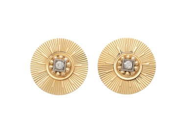 DIAMOND AND YELLOW GOLD DISC EARRINGS