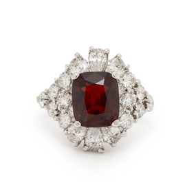 RED SPINEL AND DIAMOND RING