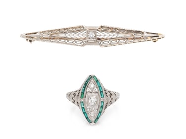 COLLECTION OF DIAMOND AND WHITE GOLD JEWELRY