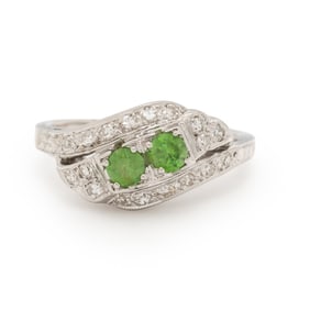 DEMANTOID GARNET AND DIAMOND BYPASS RING