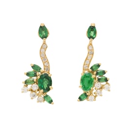 TSAVORITE GARNET AND DIAMOND EARRINGS