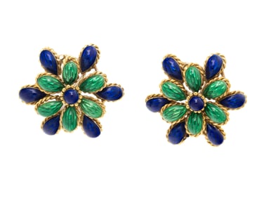 ENAMEL AND YELLOW GOLD EARRINGS