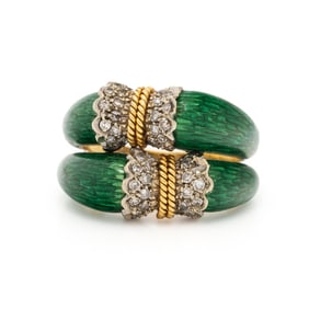 ENAMEL AND DIAMOND RING