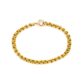 YELLOW GOLD DOUBLE LINK CABLE CHAIN BRACELET