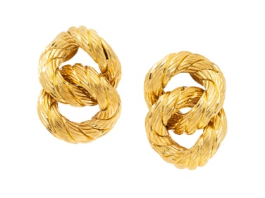 ITALIAN, YELLOW GOLD KNOT EARRINGS