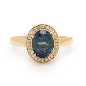 BLUE TOPAZ AND DIAMOND RING