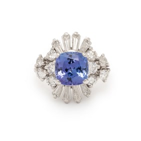 TANZANITE AND DIAMOND RING