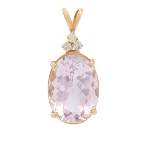 ROSE QUARTZ AND DIAMOND PENDANT