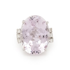 KUNZITE AND DIAMOND RING