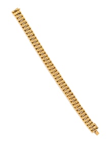 FRENCH, YELLOW GOLD DOUBLE LINK CHAIN BRACELET