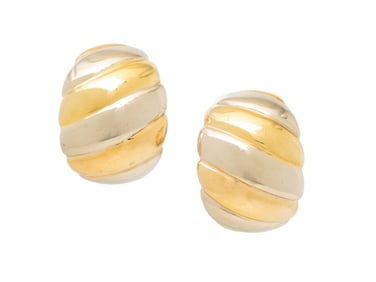 ITALIAN, BICOLOR GOLD EARRINGS