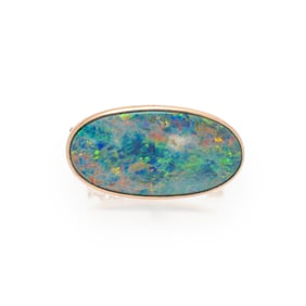 BLACK OPAL AND GOLD BROOCH