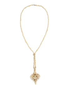 GEORGIAN, SEED PEARL PENDANT NECKLACE