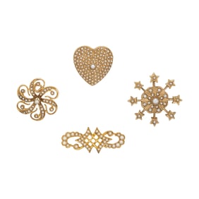 ANTIQUE, COLLECTION OF SEED PEARL BROOCHES