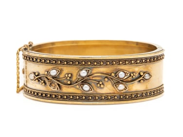 VICTORIAN, YELLOW GOLD BANGLE BRACELET