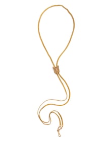 VICTORIAN, YELLOW GOLD CHAIN WITH SEED PEARL SLIDE