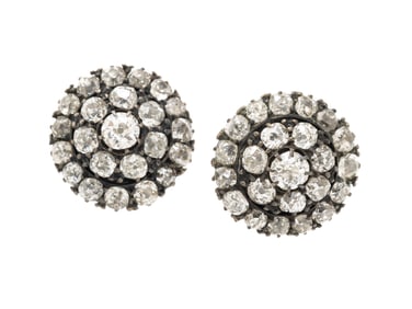 ANTIQUE, DIAMOND, SILVER, AND YELLOW GOLD EARRINGS