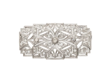 ART DECO, DIAMOND AND PLATINUM BROOCH